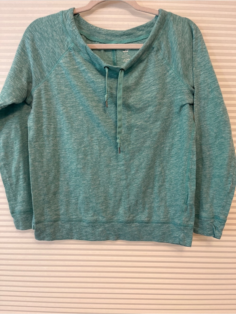 Joe Fresh Teal Marled Drawstring Scoop Neck Sweater